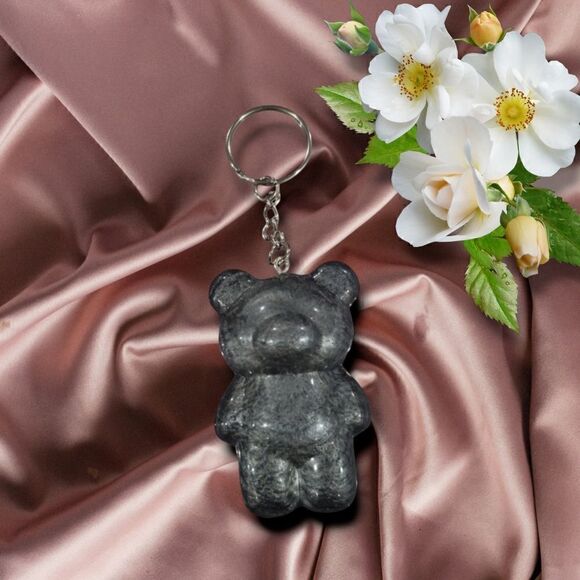 Gray Silver Gummy Bear Keychain(Z153) - Picture 1 of 6